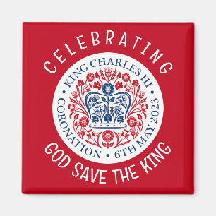 Aimant DIEU SAUVER LE ROI Charles III Coronation Rouge