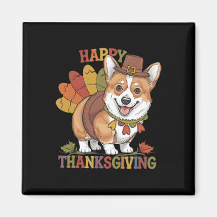 Aimant Dinde de chien Corgi de Thanksgiving