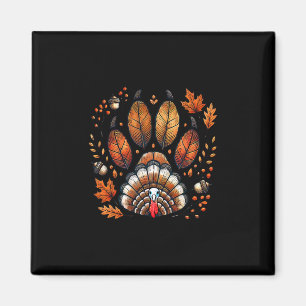 Aimant Dinde Empreinte de Patte de Chien Automne Thanksgi