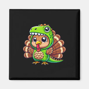 Aimant Dindon de Thanksgiving en costume de T-rex Drôle d
