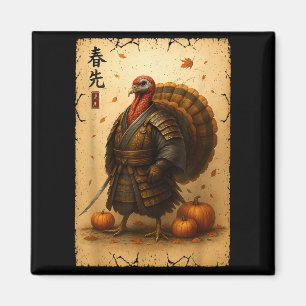 Aimant Dindon de Thanksgiving Samouraï Guerrier Japonais