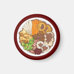 Aimant Dîner de Noël UK Festive British Food