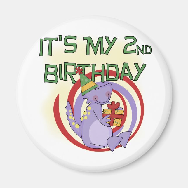 Aimant Dinosaur 2ème Anniversaire Tshirts et cadeaux (Devant)