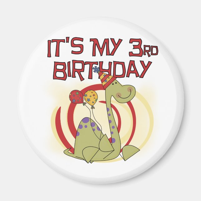 Aimant Dinosaur 3ème Anniversaire Tshirts et cadeaux (Devant)