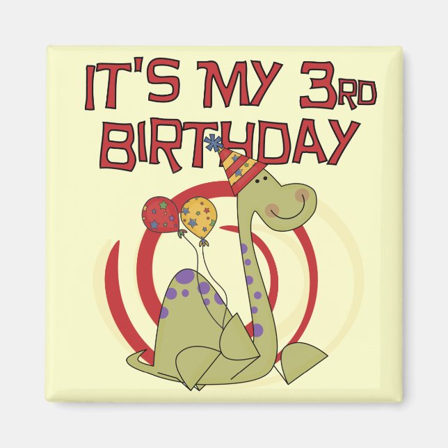 Aimant Dinosaur 3ème Anniversaire Tshirts et cadeaux (Devant)