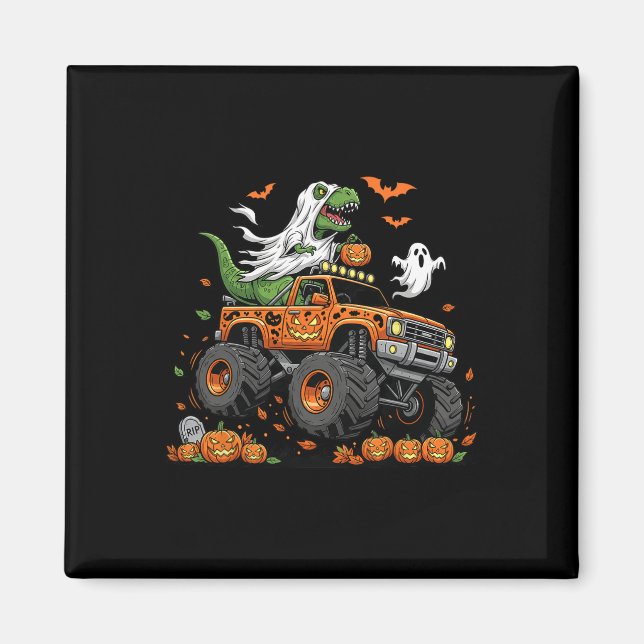 Aimant Dinosaur T-rex équitation Monster Camion Halloween (Devant)