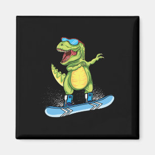 Aimant Dinosaure cool snowboard ski dabbing T Rex neige