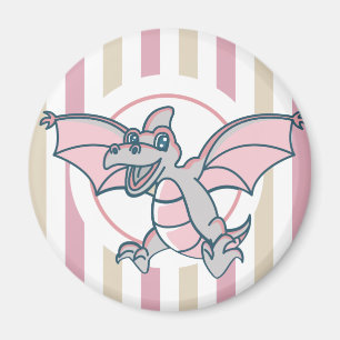 Aimant Dinosaure de dragon rose et gris