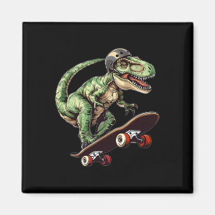 Aimant Dinosaure drôle T Rex sur skateboard skateboarding
