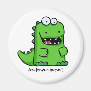 Aimant Dinosaure heureux vert mignon