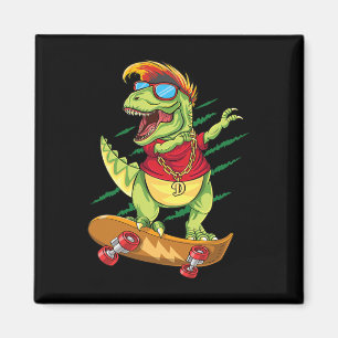 Aimant Dinosaure skater cool planche à roulettes T Rex Da