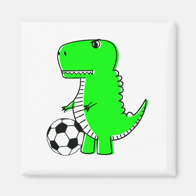 Aimant Dinosaure Vert Aime Le Football (Devant)