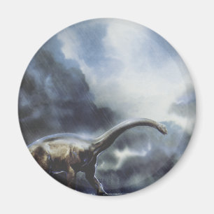 Aimant Dinosaures vintage, Barapasaurus avec nuages d'ora