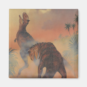 Aimant Dinosaures Vintage, Carnotaurus rugissant dans la 