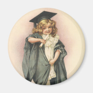 Aimant Diplômée Vintage, Fille portant une toque et une t