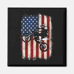 Aimant Dirt Bike Drapeau Américain Motocross Biker 4 Juil