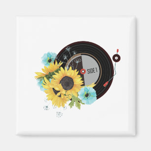 Aimant disque vinyle, tournesol