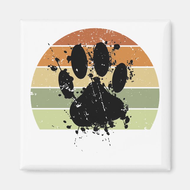 Aimant Distresse Paint Spatter Dog Empreinte de patte Ret (Devant)