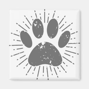 Aimant Distressed Sunbeam Dog Paw Print