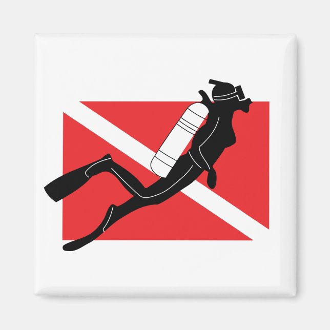 Aimant Diver SCUBA Diver Down Indicateur Avec Diver Femme (Devant)