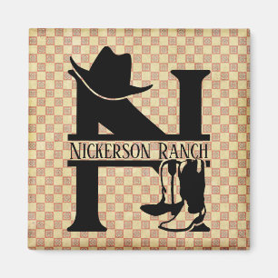 Aimant Diviser le monogramme de cowboy 'N'