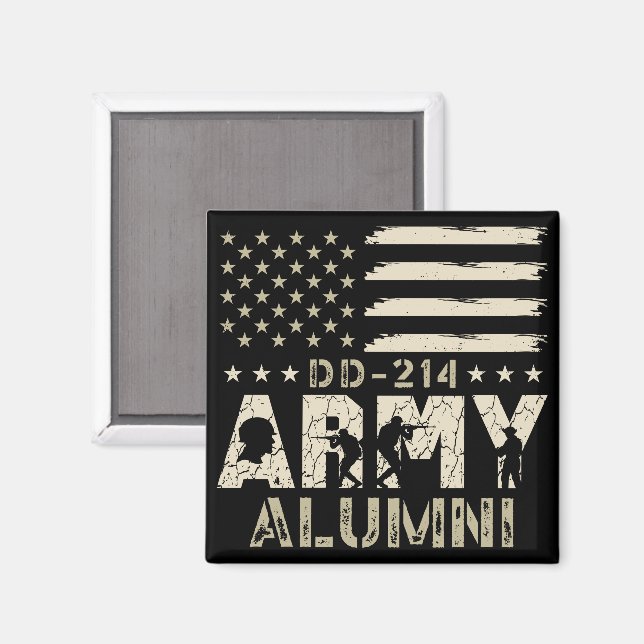 Aimant DJ-214 Alumni Militaire US Vétérinaire du drapeau (Recto/Verso)