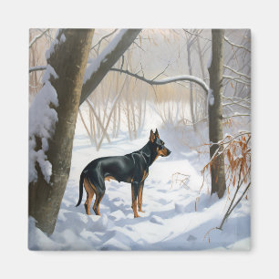Aimant Doberman Pinscher Laisser Neige Noël