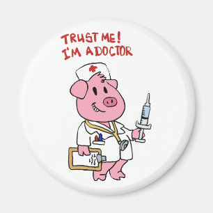 Aimant Doctor pig with syringe in hand choose back colo