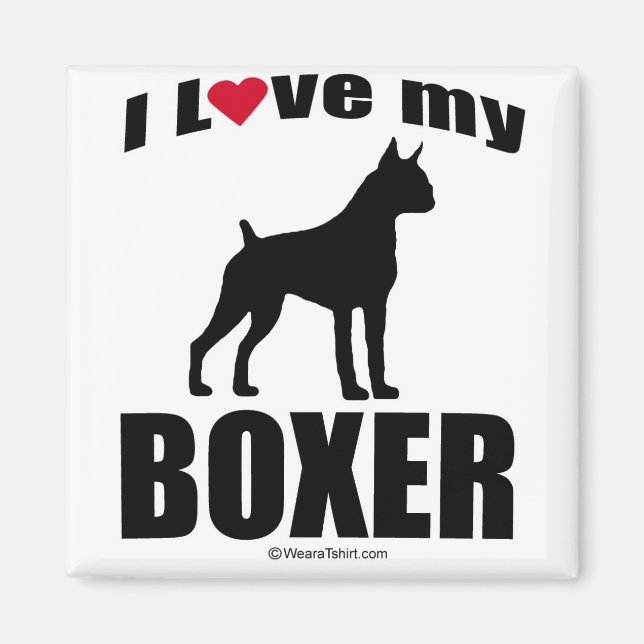 AIMANT "DOG BREED" - BOXER - "J'AIME MON BOXER" (Devant)