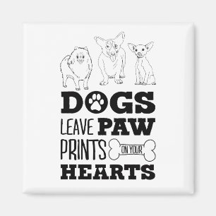 Aimant Dog Leaves Paw Prints on your heart Cute Puppy Ske