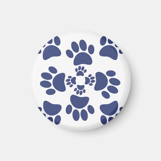Aimant Dog Paws Prints Portuguese Style White and Blue  (Devant)