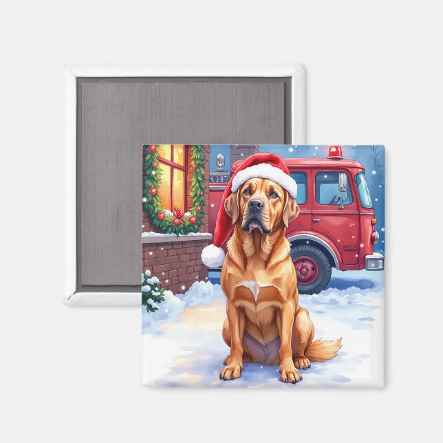 Aimant Dogue de Bordeaux Firefighter Station Santa Hat (Recto/Verso)