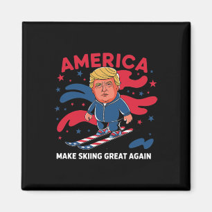 Aimant Donald Trump Skiing America - Faites du ski un gra