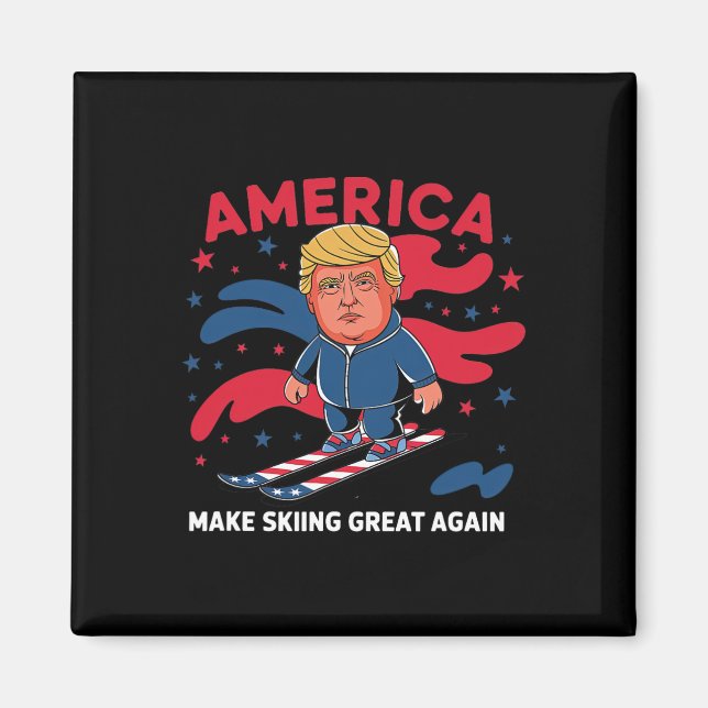 Aimant Donald Trump Skiing America - Faites du ski un gra (Devant)