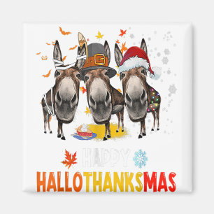 Aimant Donkey Happy HalloMerciMas Halloween Thanksgiving