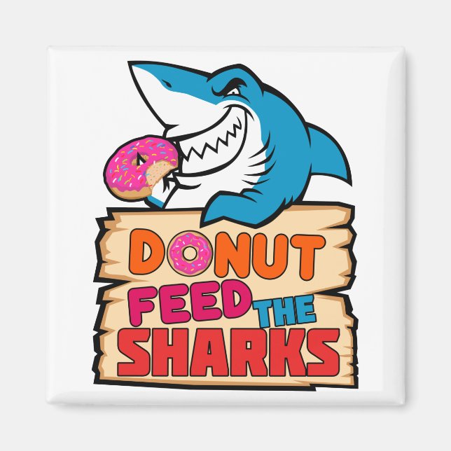 Aimant Donut Nourrir les requins Amoureux du requin drôle (Devant)