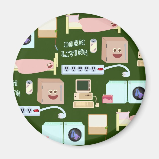 Aimant Dorm Living Cute College Motif de vie (Devant)