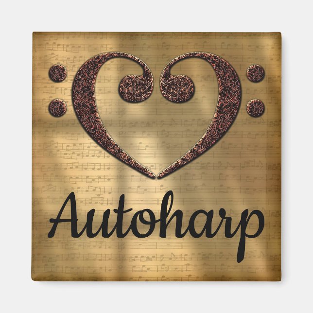 Aimant Double Basse Clef Heart Autoharp (Devant)