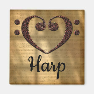 Aimant Double Basse Clef Heart Harpe