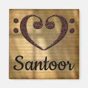 Aimant Double basse Clef Heart Santoor