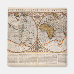 Aimant Double carte du monde d'hémisphère, 1587