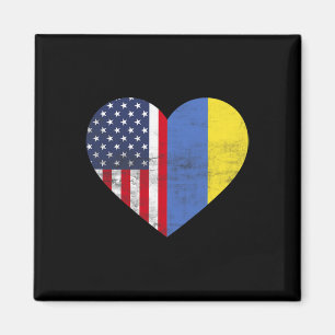Aimant Double Citoyenneté Usa Ukraine Cœur Américain Ukra