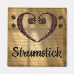 Aimant Double coeur Strumstick de clef basse
