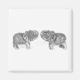 Aimant Double éléphant de Feng Shui - B&W