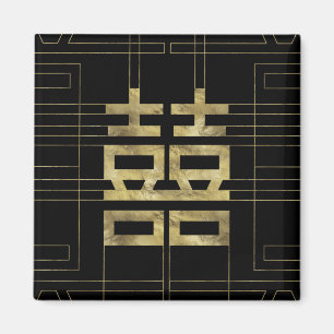 Aimant Double symbole de bonheur d'or géométrique