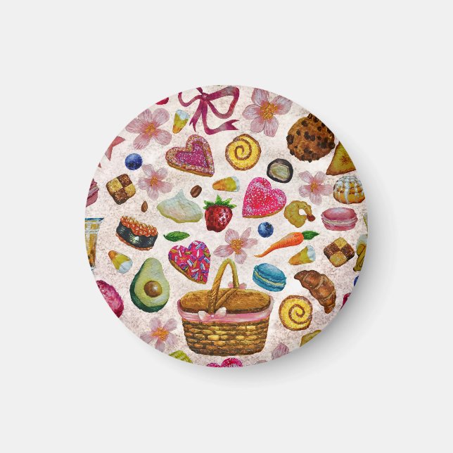 Aimant Douceurs de pâtisserie mignonnes (Devant)