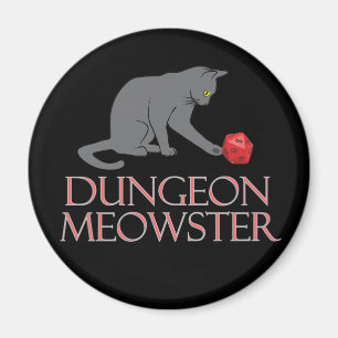 Aimant Doungeon Meowster Drôle RPG Chat avec dés