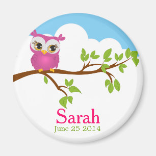 Aimant doux de baby shower de fille de hibou de