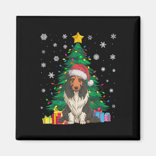 Aimant Doux moche Xmas Lumières Arbre Porté Collie Chien 