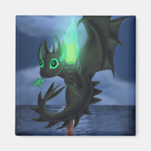 Aimant Dragon avec feu vert